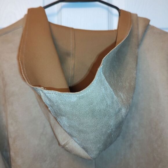 Joan Vass Faux Suede Camel Colored Hooded Coat Size XL - Picture 7 of 8